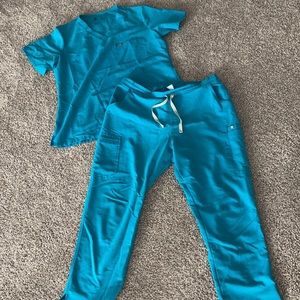 Women’s Figs Teal Scrub set L-Catarina, PL-High Waisted Yola